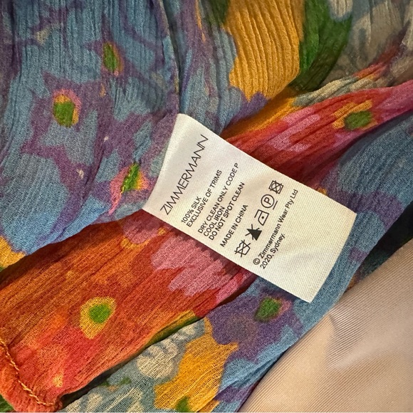 Zimmermann Riders Tasseled Floral Print Silk Crepon Midi Dress $1750 - Picture 7 of 8